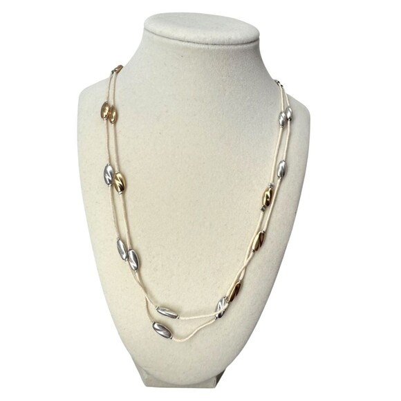 J Jill Layered Necklace Silver Gold Beaded Coastal Treasures Station Adjustable - Picture 2 of 15